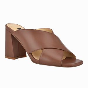 Nine West Gigi Block Heel Slippers Bruin Nederland | BAQ-786190